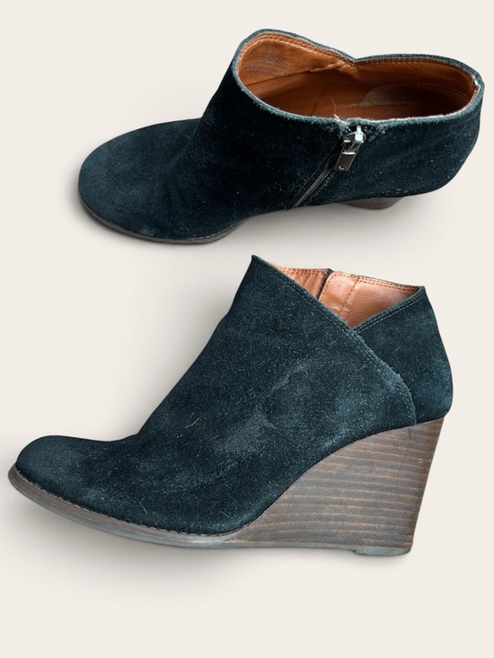 Lucky Brand Shoes - Lucky Brand Yakeena Black Suede Wedge Booties Boots Size 10